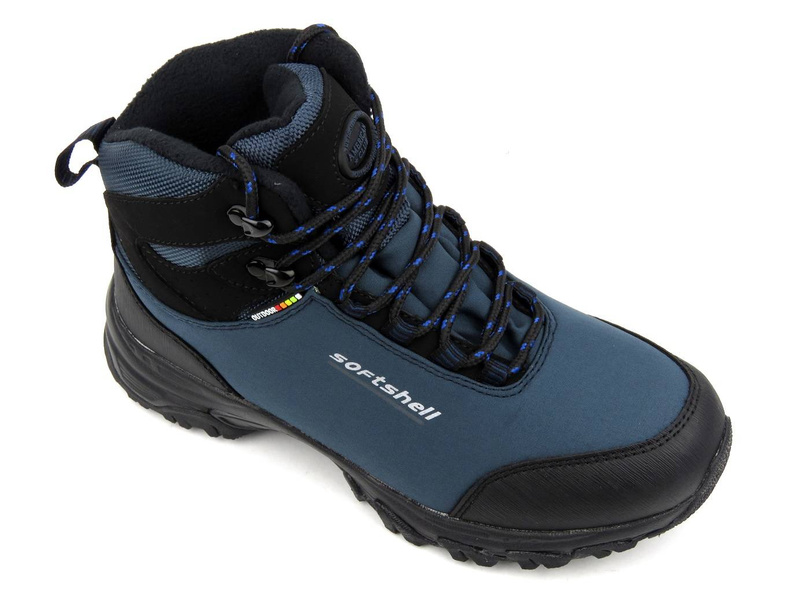 Ciepłe trekkingi damskie z tkaniną Soft Shell - AMERICAN CLUB WT59/21(22), granatowe