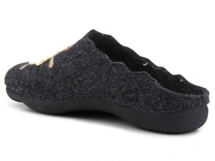 Filcowe kapcie damskie z wełną - MANITU 320088-01, czarne z owieczką