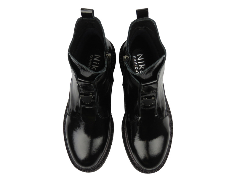 Botki damskie lakierowane czarne Nika Komfort 0791-3014