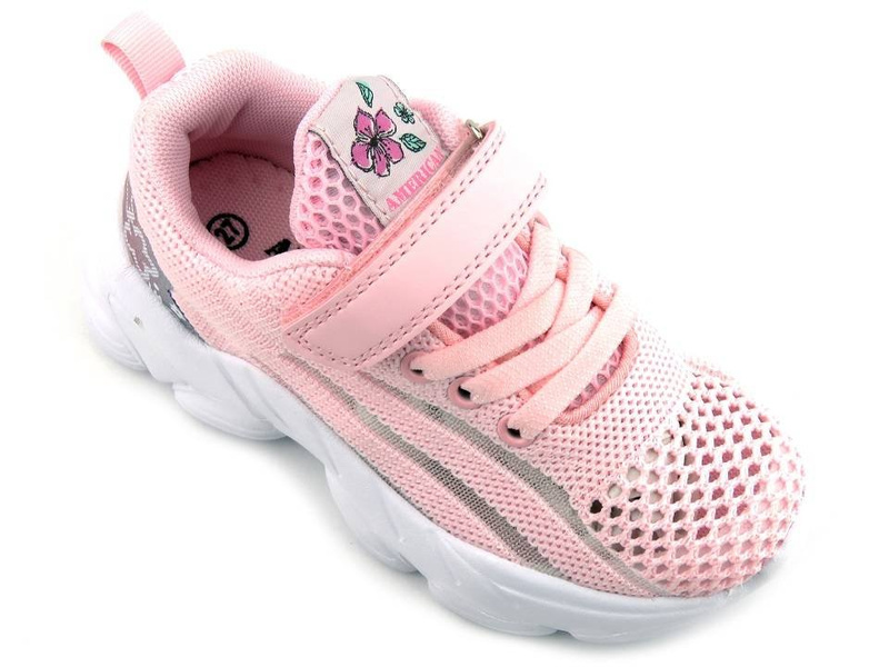 Przewiewne buty dziecięce sportowe, adidasy American Club ES 24/21, różowe