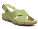 Skórzane sandały damskie ze skrzyżowanymi paskami - Helios Komfort 229-1, zielone