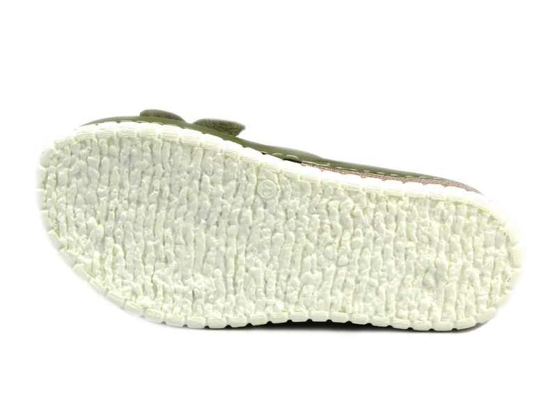 Skórzane klapki damskie na koturnie - Artiker 52C0503, zielone