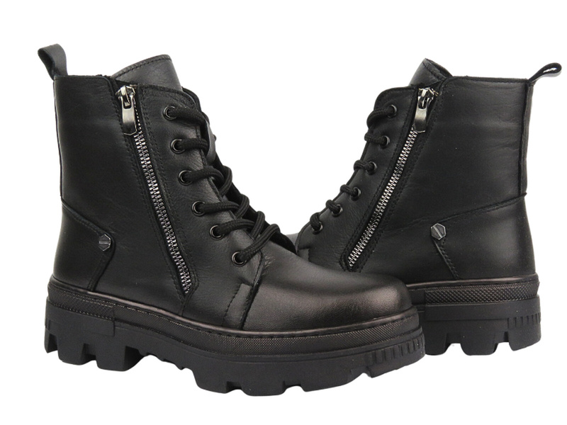 Botki damskie skórzane - VACARRO 1002, czarne