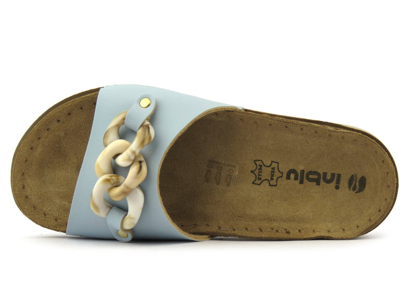 Klapki damskie z kamiennym łańcuchem - INBLU AA-64, niebieskie