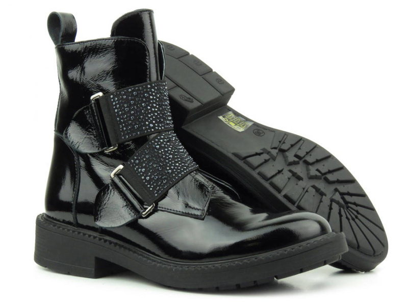 Botki damskie lakierowane - VENEZIA G0441215, czarne
