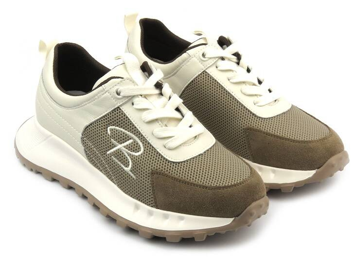 Sneakersy damskie sznurowane - Artiker 54C1468, biało- beżowe