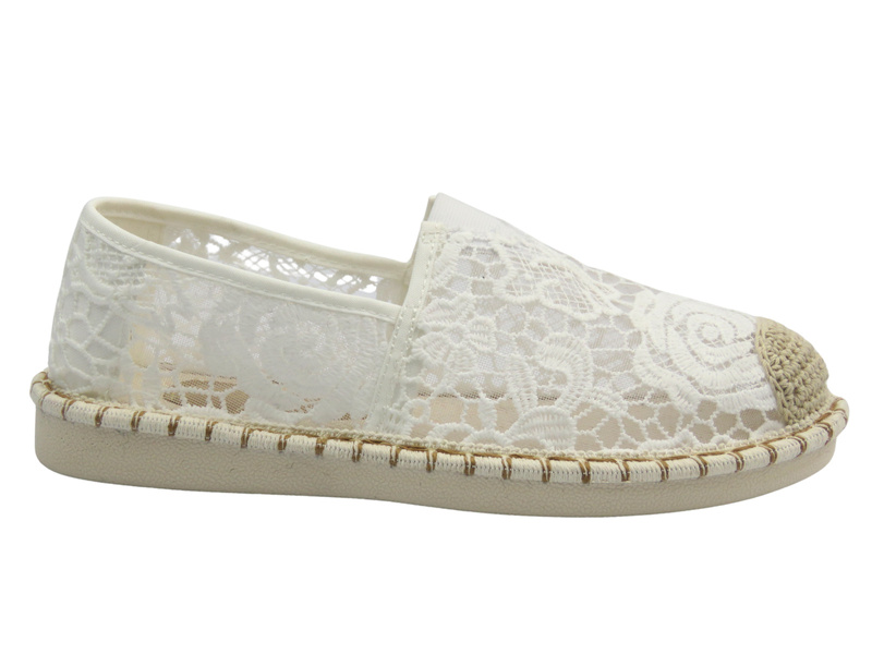 Wsuwane półbuty, espadryle damskie białe Potocki 25-103301