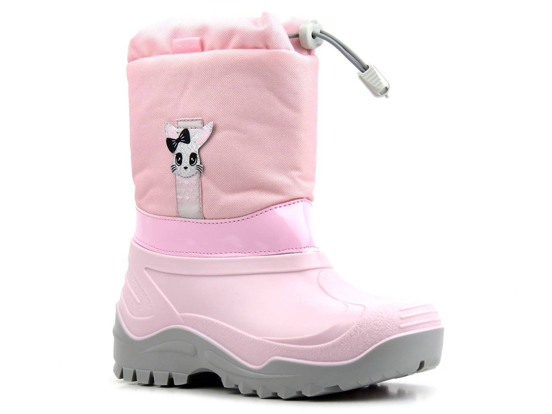 Śniegowce dziecięce ocieplane wełną owczą - REN BUT Muflon 32-468, jasnoróżowe