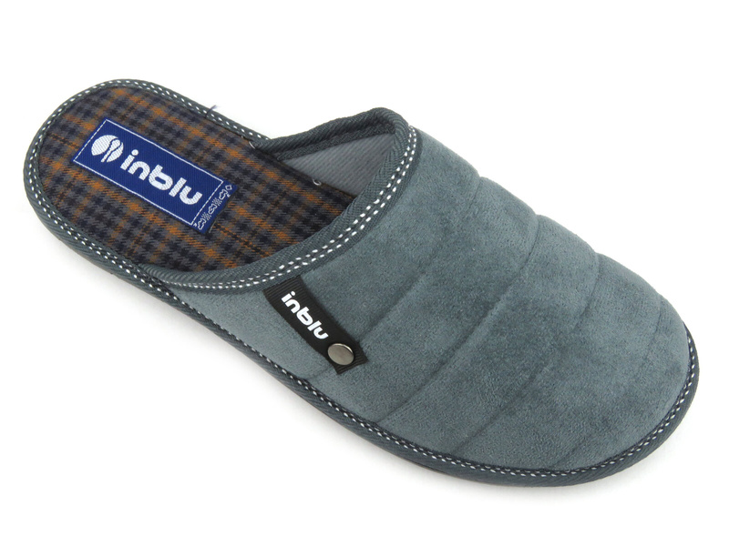 Kapcie męskie z miękkiego materiału - Inblu 91-27, szare