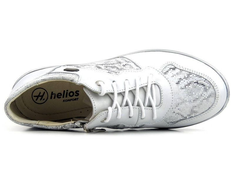 Sneakersy damskie z suwakiem i sznurowaniem - Helios Komfort 347, srebrne 2