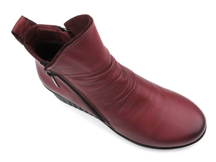 Botki damskie na dwa suwaki - COMFORTABEL 962319, bordowe
