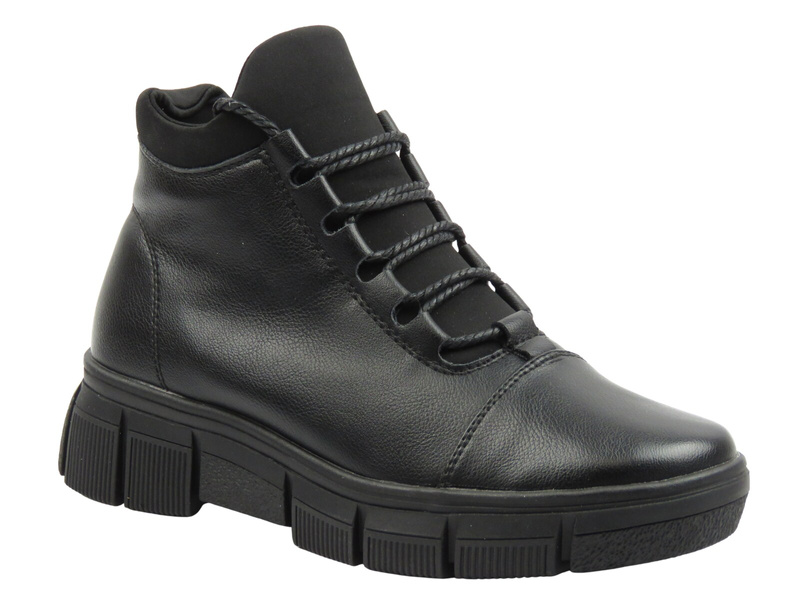 Skórzane botki damskie czarne Cambell 25-19341