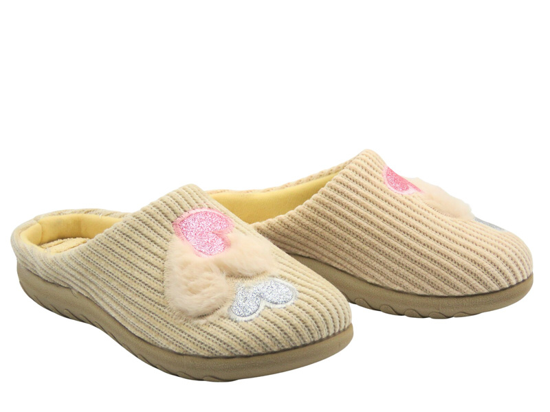 Miękkie kapcie damskie - INBLU 155D175, piaskowe