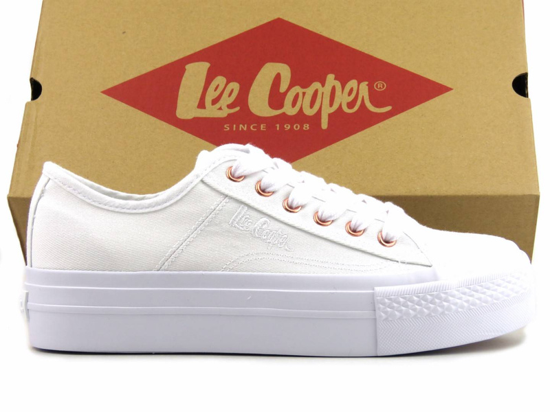 Trampki damskie, buty na platformie - LEE COOPER LCW-22-31-0890L, białe
