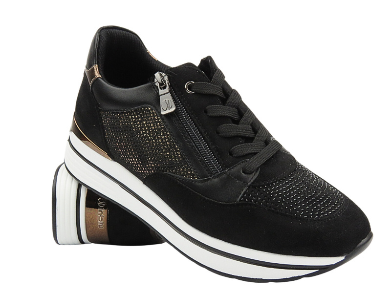 Sneakersy damskie z kryształkami czarne INBLU IN-388