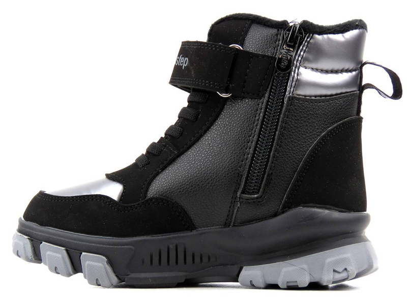 Śniegowce dziecięce ocieplone wełną - WEESTEP R069857722TH, czarno-srebrne