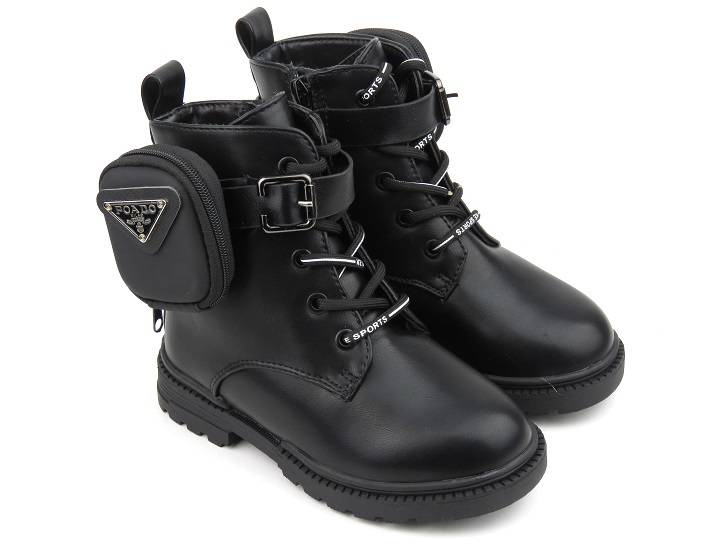 Ciepłe botki, trapery dziecięce z wełną - MISS E 5252, czarne