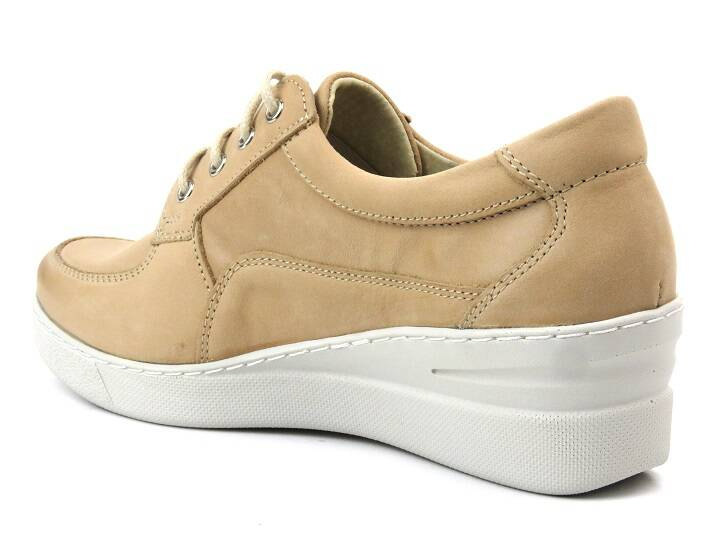 Sneakersy damskie na koturnie - HELIOS Komfort 373, jasny beż
