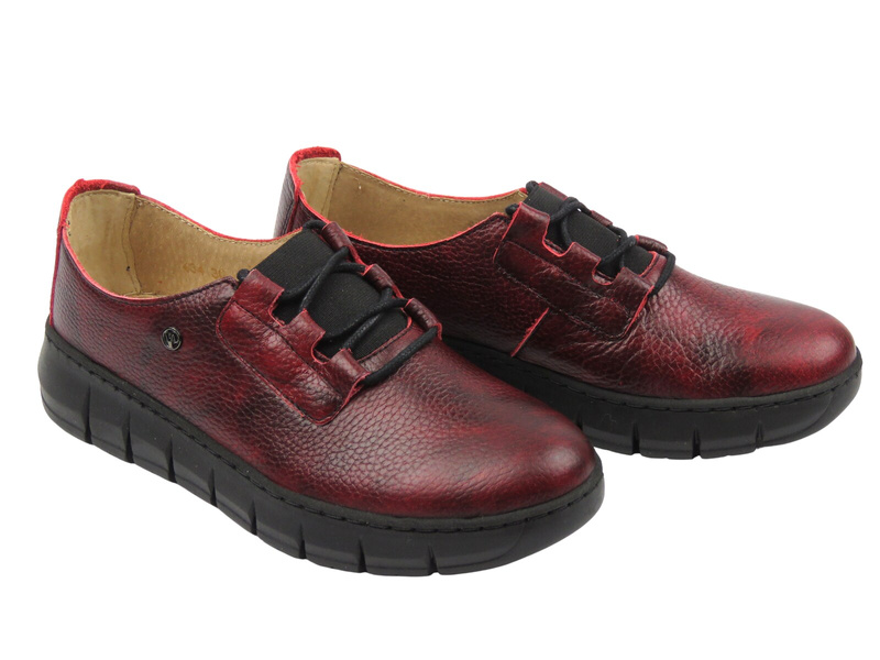 Wygodne damskie skórzane półbuty – HELIOS Komfort 434 bordowe