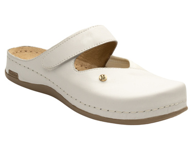 Skórzane Klapki Damskie  Leon 953 białe