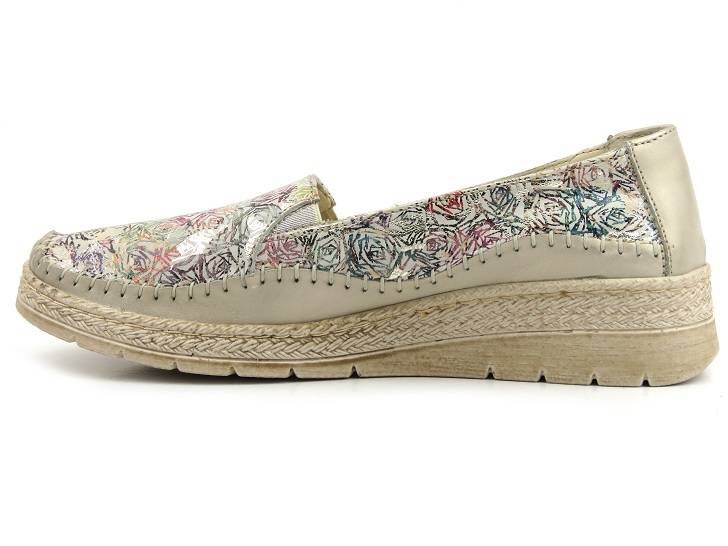 Skórzane półbuty damskie odkryte - HELIOS Komfort 366S, złote