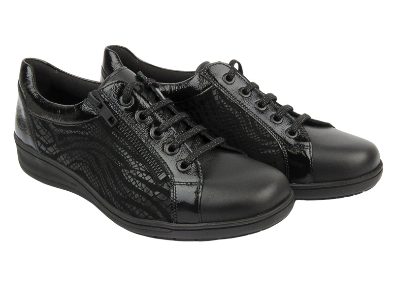 Wygodne półbuty, sneakersy damskie - SOLIDUS 29001-01001-KATE, czarne