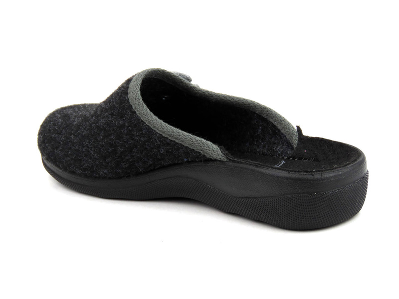 Ciepłe kapcie damskie z kwiatkiem na cholewce - INBLU 064-86, grafitowe