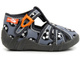 Zabudowane sandały dziecięce ze skórzaną wkładką - RenBut 106LP1029, szare w piłki