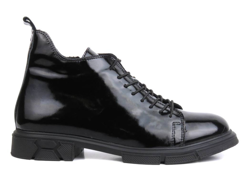 Botki, trzewiki damskie lakierowane - VENEZIA G1467155, czarne