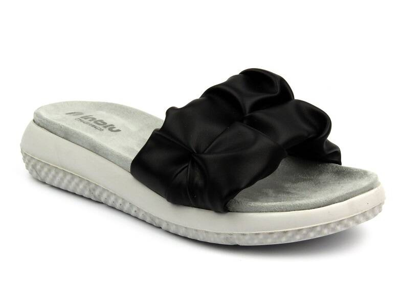 Klapki damskie ze zdobioną cholewką - INBLU TT-22, czarne