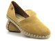 Skórzane espadryle damskie z wyciętą cholewką - VENEZIA 473-22035, beżowe