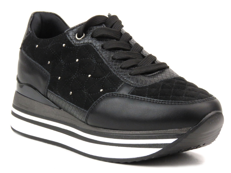 Sneakersy damskie na platformie - INBLU IN-1316, czarne