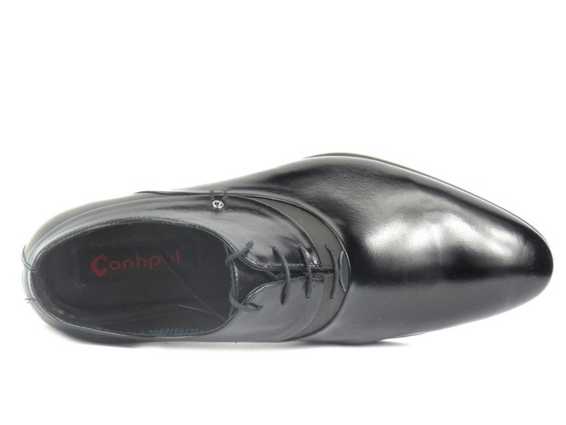 Skórzane oksfordy męskie Conhpol 5325, czarne