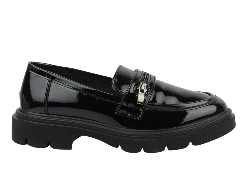 Skórzane półbuty damskie czarne lakierowane Sokolski CF J24-360