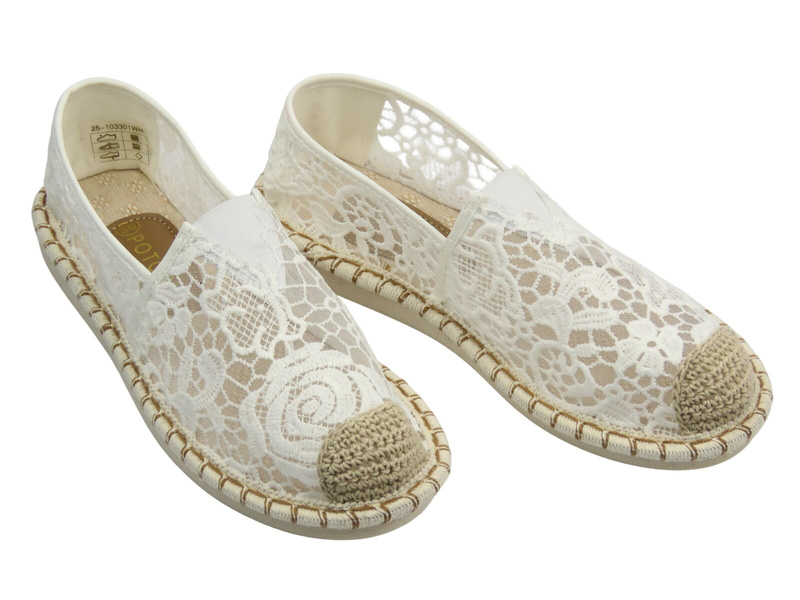 Wsuwane półbuty, espadryle damskie białe Potocki 25-103301