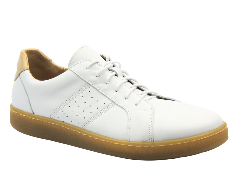 Barefoot skórzane minimalistyczne półbuty męskie białe Helios Komfort 829