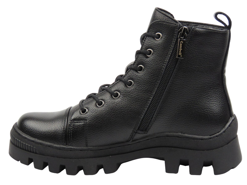 Skórzane botki damskie czarne Cambell 25-19370