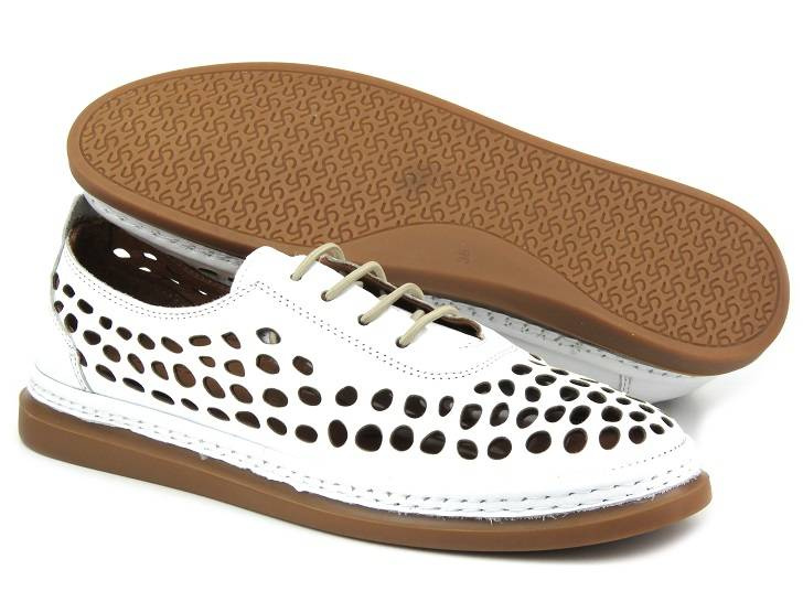 Lekkie półbuty damskie na wiosnę i lato - VENEZIA 017025, białe