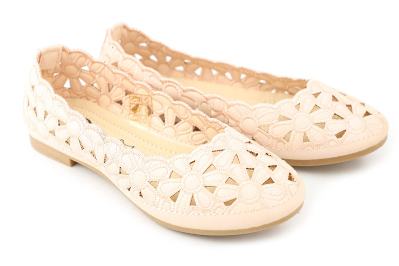 Balerinki dziecięce ażurowe - Evento 22DZ02-4871, różowe