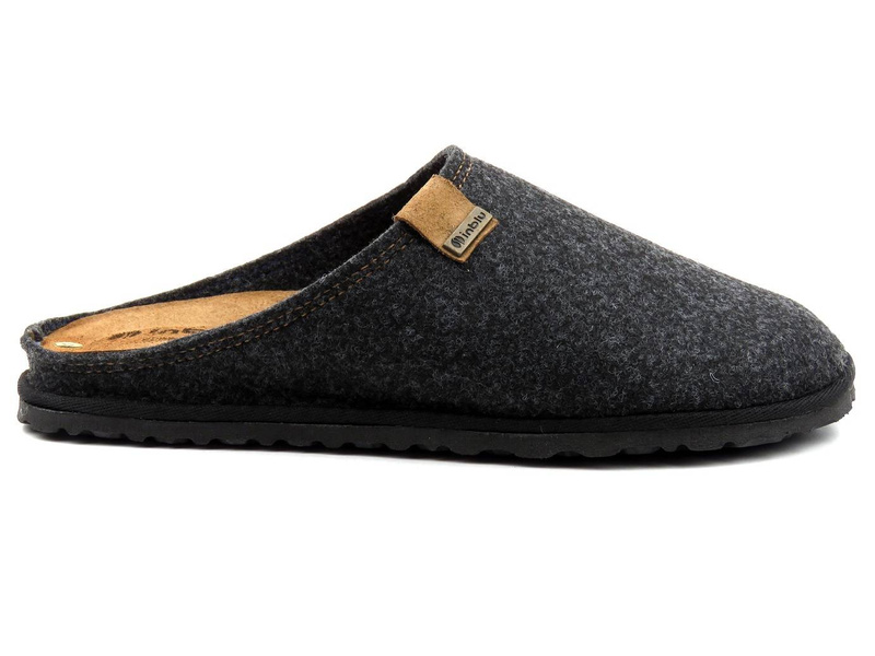Ciepłe kapcie męskie z wyjmowaną, skórzaną wkładką - INBLU SI-01, grafit