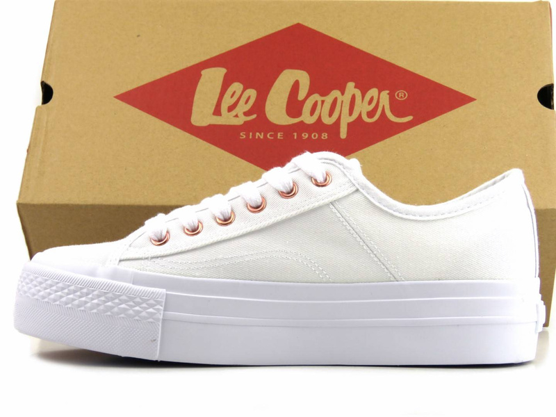 Trampki damskie, buty na platformie - LEE COOPER LCW-22-31-0890L, białe