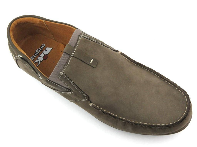 Skórzane mokasyny męskie - NIK 0358, brązowe