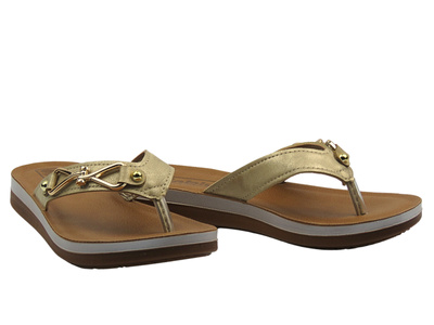 Japonki damskie ze zdobieniami piaskowe INBLU ZO-12