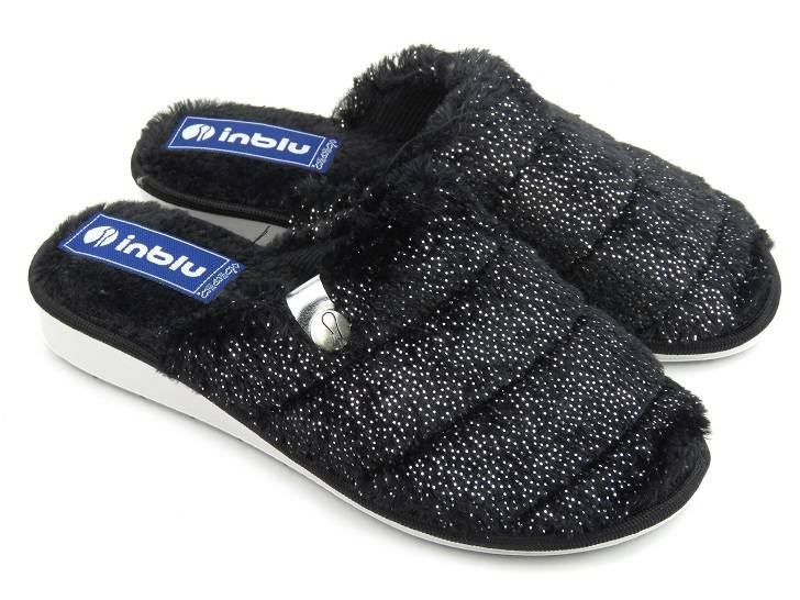 Futerkowe, miękkie kapcie damskie - INBLU LB-95, czarne
