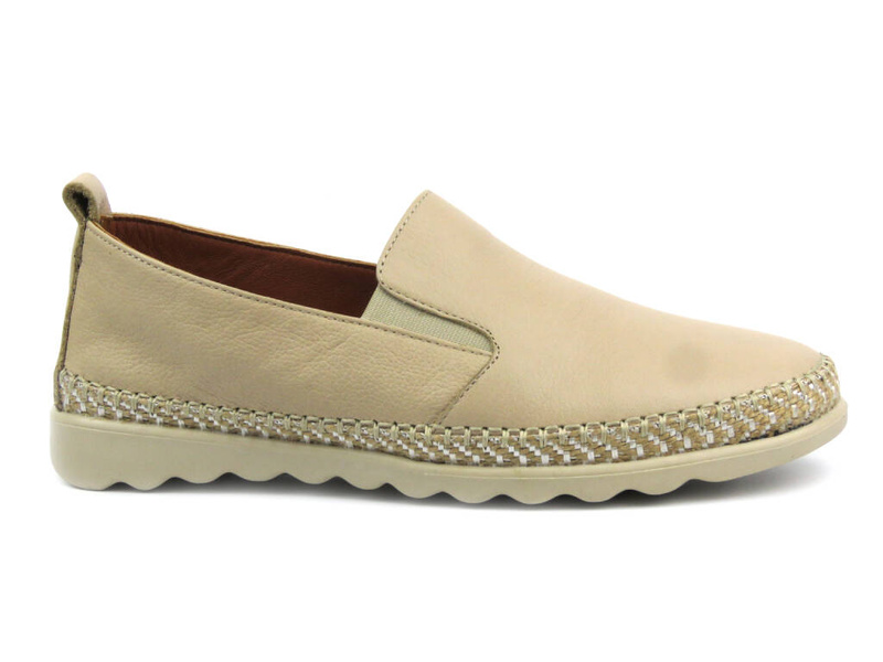 Skórzane półbuty damskie - Artiker 54C0643, beżowe