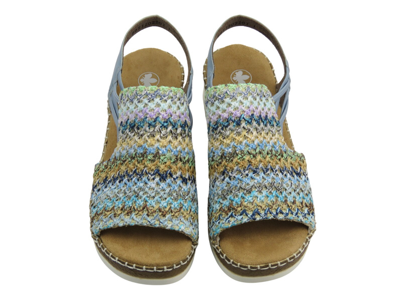 Sandały damskie Rieker V1241-91, multikolor plecionka stylowe lekkie