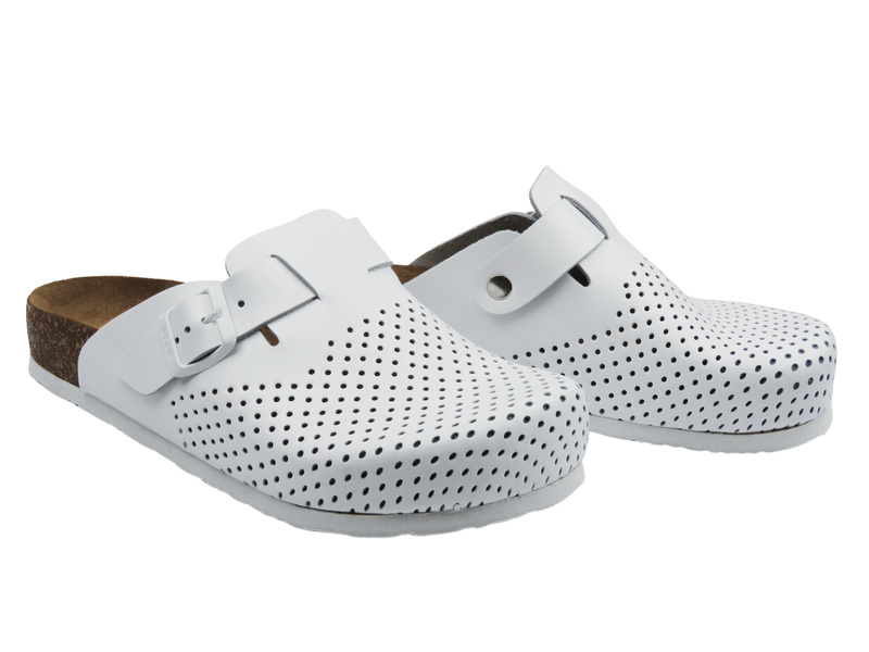 Skórzane klapki męskie białe Leon 4700M