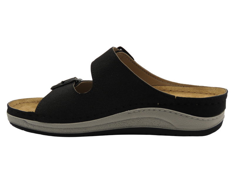 Klapki damskie z klamrami - INBLU PF-06, czarne