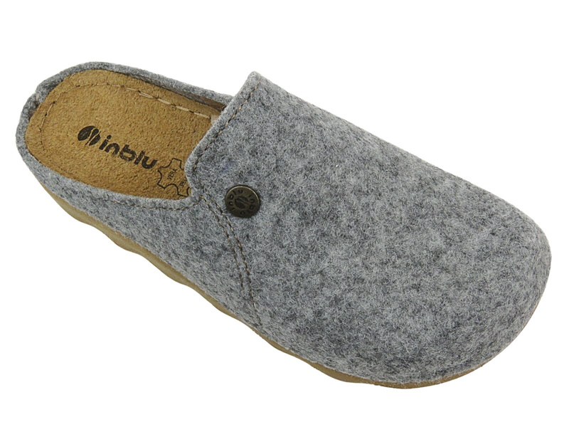 Filcowe Kapcie Damskie Na Korkowej Podeszwie Inblu DK-12 Srebrne Wsuwane