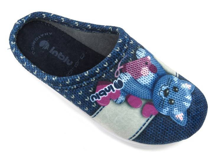 Kapcie damskie z kotem - INBLU CAMILLE, granatowe